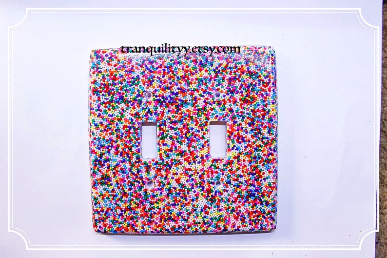 Rainbow Sprinkle Double Light Switch CoverResin Double Light Switch HandmadeBirthday GiftBedroom DecorLight Fixture