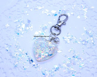 Heart Planner Charm/1 Glitter Angel Aura Iridescent Dog Collar Charm/Zipper Charm/ Key Ring/Necklace/ Purse Charm,  By: Tranquilityy