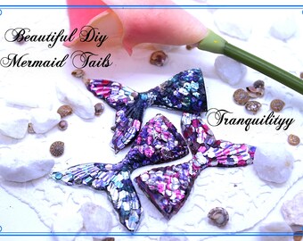 Mermaid Tail Cabochons,  Blue Pink Mermaid Decoden , Craft Supplies, Resin Mermaid Tail, Handmade By: tranquilityy