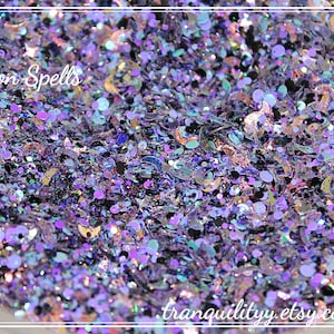 Glitter Mix/MOON SPELLS Glitter Mix/ Nail Art/Candle Toppings/ Resin/ Mix Media /Tumblers/Geodes Coasters/DIY Projects/Scrapbooks