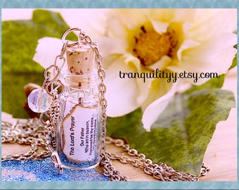 Prayer Necklace, Power of Prayer , The Lord's Prayer in a Bottle , Spiritual Blessings, ,Sister, Mom, Grandmother's By: Tranquilityy