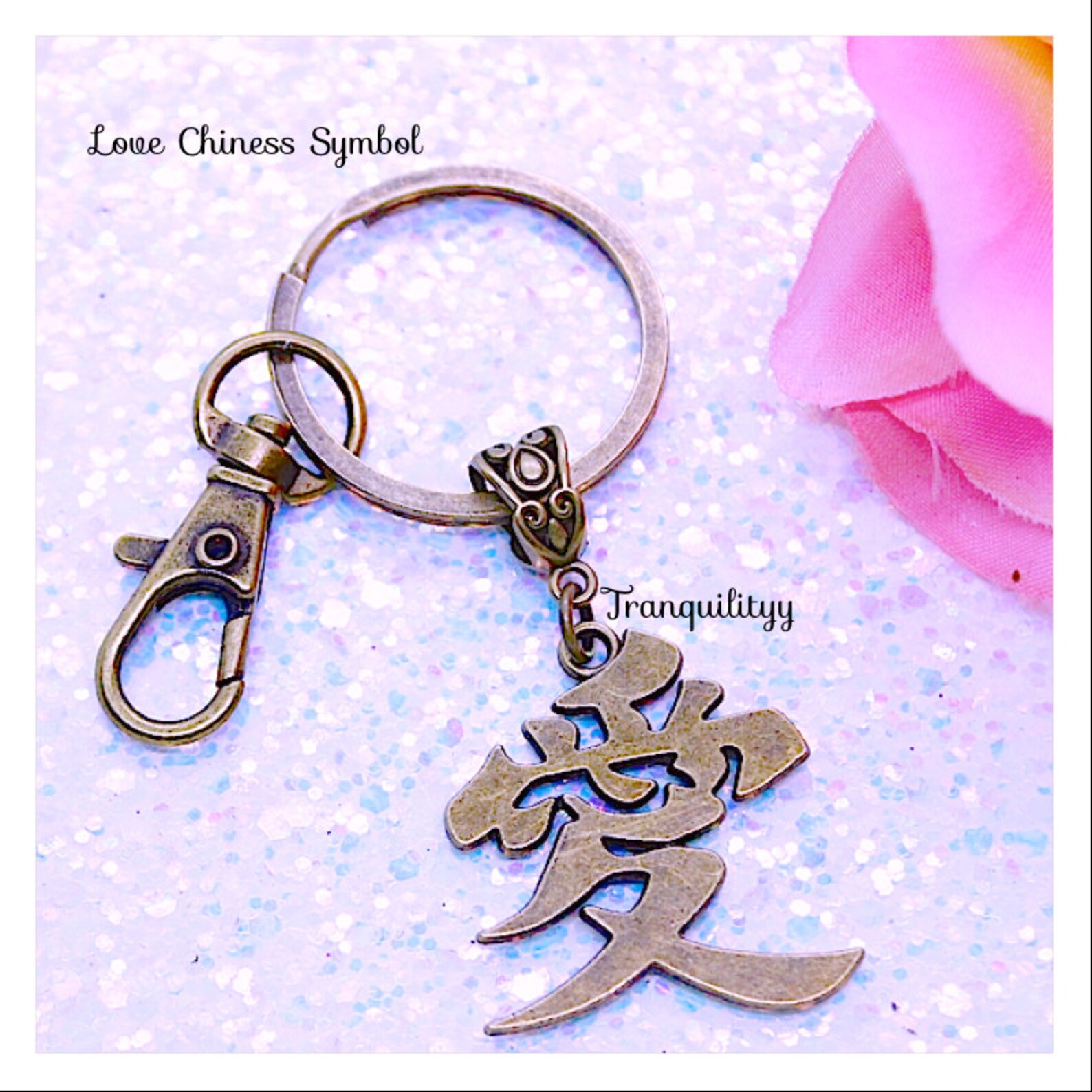 Love Chinese Keyring Chinese Keyring Love Chinese Symbol Key Etsy
