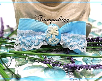 Hair Bow, Baby Blue Hair Clip, White Lace Skull Hair Bow, Baby Blue GOREgeous Hair Clip/ White Lace Blue Hair Clip/Skeleton Lady Hair Bow