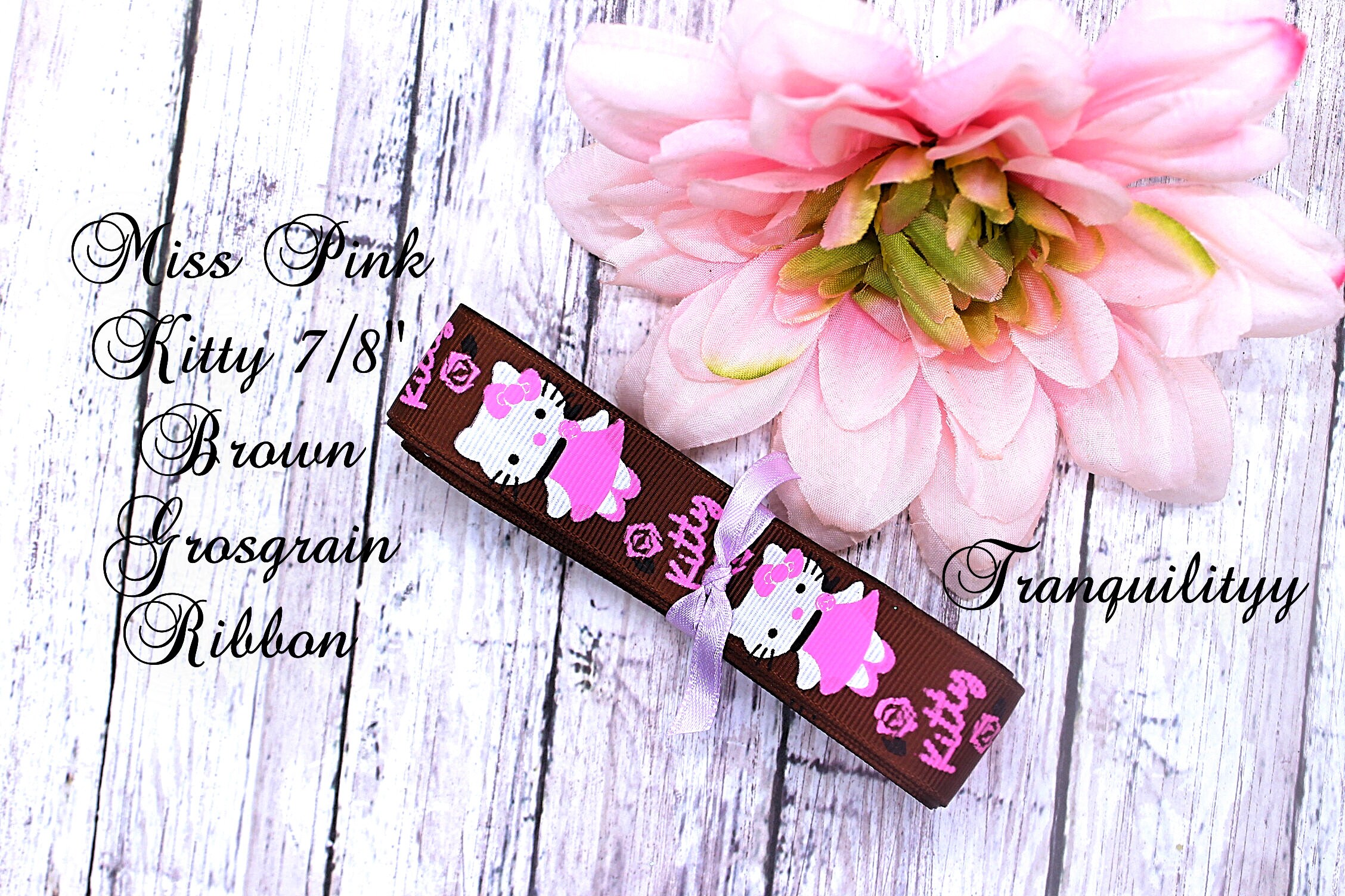 Pink Kitty Grosgrain Ribbon - Kawaii DIY Craft Ribbon, 7/8
