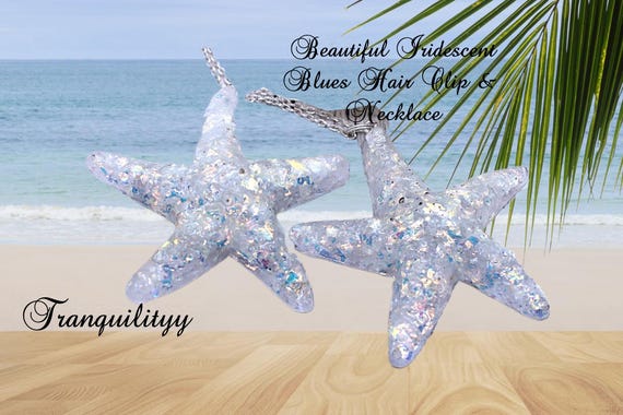 Bimba y Lola Starfish Resin Hair Clip with Rhinestone Iridescent Glitter Starfish Hair Clip: Resin Nautical Beach  main image 2