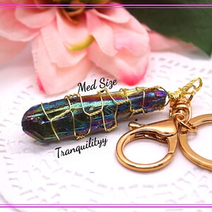 Netted Crystal Key Rings Crystal Key Ring /rainbow Titanium Aura Crystal Keyring/ Crystal Purse ...