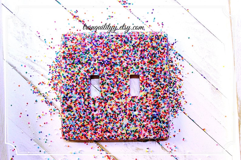 Rainbow Sprinkle Double Light Switch CoverResin Double Light Switch HandmadeBirthday GiftBedroom DecorLight Fixture