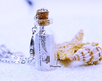 Footprints in the Sand Necklace,Glass 2ml Bottle , Courage, Wisdon, Spiritual, Faith, Mother, Daughter, Grandmother,By Tranquilityy