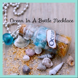 Seashell Vial Necklace: Beach Sand, Ocean Bottle Charm