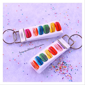 Macaroon Key Fob , Sweet Keyring, Birthday  Keyring , Wristlet Key Fob Donuts Keychain , Handmade By: Tranquilityy