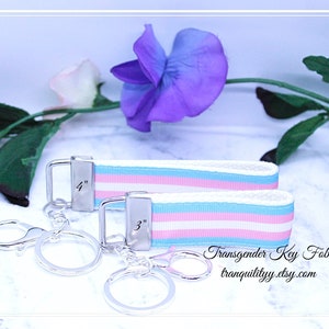 Transgender Key Ring /Equality LGBT / Rainbow Stripe Ribbon Adjustable Unisex Key Chain/ Handmade By: Tranquilityy