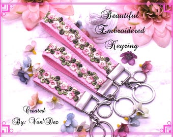 Lace Keyring/Baby Baby Pink Victorian Style Key Fob/Embroidered Shabby Chic Vibe  Keyring/ Created By:Von'Dez
