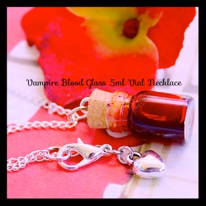 Necklace TANZ DER VAMPIRE Black Choker Vampire Blood Vial Necklace With Glass Wish Drop Pendant English