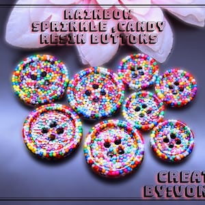 Streuknöpfe, 4 Candy Sprinkle Harzknöpfe, 4-Loch Sprinkle Harz Breiter Knopf, DIY / Handwerk / Handarbeit By: calmityy