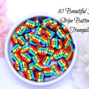 Rainbow Buttons, Waterproof 10 Rainbow Strips Buttons, 4 Hole Rainbow Pride, DIY/ Crafts/Handmade By: tranquilityy