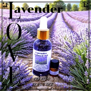 Lavender Infused Oil//Pure Lavender Amethyst Crystal Infused Almond Oil//Healing Oil//Natural Sleep//Body Oil//Clairvoyance Good Vibes