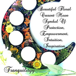 Floral Crescent Moon Tea Light Holder: Witchy Altar Decor