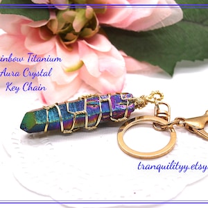 Crystal Key Ring /rainbow Titanium Aura Crystal Keyring/ Crystal Purse ...