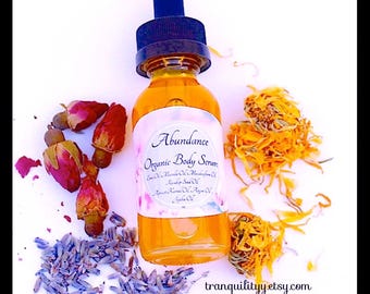 Organic Anti Aging Serum/Abundance Face/ Body & Hair Serum/Organic Anti Aging Body Moisturizer, 7 Luxurious Oil Blend 1 oz, By: Von'Dez
