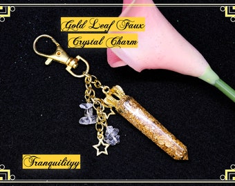 Gold Leaf Faux Crystal Purse Charms, Gold Leaf Resin Crystal Resin Charm, Purse Charm, Planner Charm Star Charms