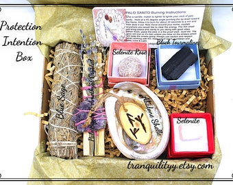 Protection Love Intention Kit/Sacred Spiritual Healing/ Palo Santo/Home Blessing/Blue Sage Negativity Gone/Purufing/Wicca/Self Care