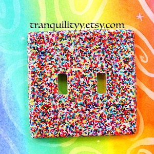 Rainbow Sprinkle Light Switch Cover: Handmade Resin Bedroom Decor