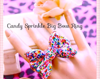 Sprinkle Bow Ring: Adjustable Resin Jumbo Ring