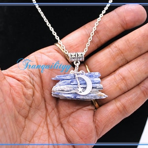 Raw Blue Kyanite Crystal Necklace: Bronze Chain, Healing Chakra Jewelry