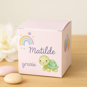 Digital PDF template for confetti box, wedding favor for birth, baptism or first year, customizable with name and writing.