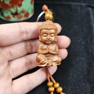 1 ciondolo in legno pregiato, piccolo monaco, ciondolo Buddha, collana, rosario marrone, Bodhi, braccialetto Mala da uomo, perline da preghiera, Guanyin, Kwan-yin, Bodhisattva 24