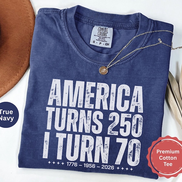 Vintage 70th Birthday Shirt 1956, America Turns 250 Tee, 70th Birthday Gift Idea, Patriotic Birthday Shirt 2026, 1956 Birthday T-Shirt