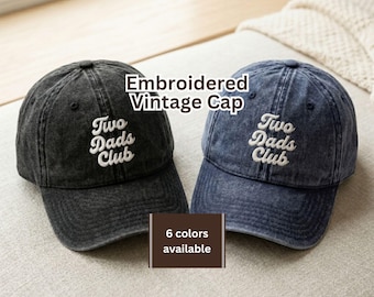 Two Dads Club Hat Embroidered Vintage Cap, Gay Dads Gift, Father's Day Gift for Two Dads, Matching Family Hat, LGBTQ Dad Hat, New Dads Gifts
