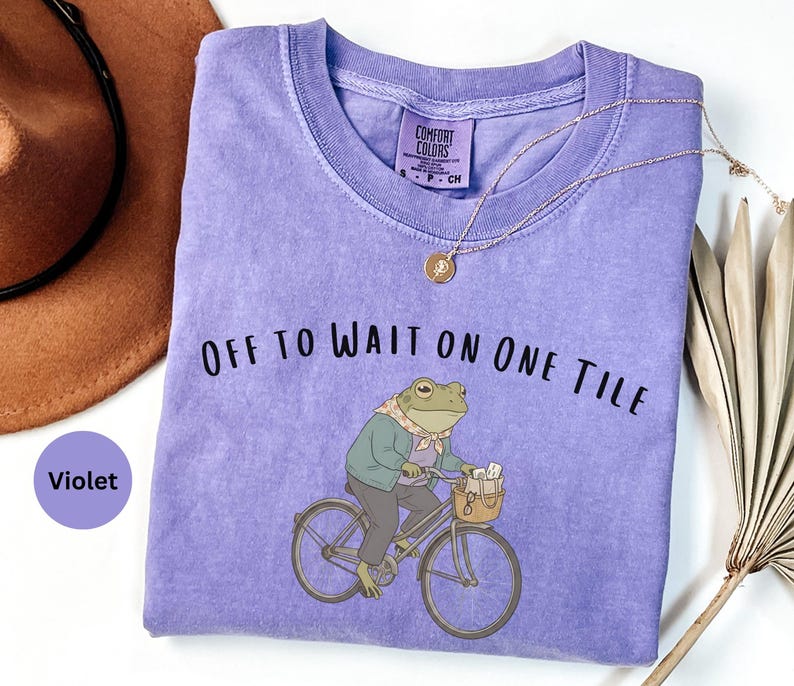 Grappig shirt mahjongkikker, cadeau mahjong-speler, T-shirt mahjongliefhebber, cadeau voor tante mahjong, Comfort Colors®, off to wait on one tile Violet