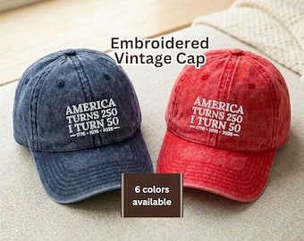 Vintage 50th Birthday Hat 1976, America Turns 250 Cap, 50th Birthday Gift Idea, Patriotic Birthday Hat 2026, Embroidered Vintage Dad Hat