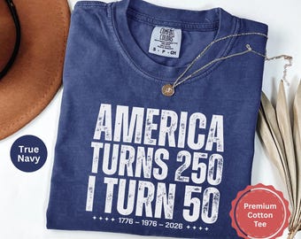 Vintage 50th Birthday Shirt 1976, America Turns 250 Tee, 50th Birthday Gift Idea, Patriotic Birthday Shirt 2026, 1976 Birthday T-Shirt