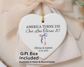 10th Anniversary Ornament 2026, Personalized Tin Anniversary Gift, Our Love Turns 10 Keepsake, 10 Years Married Gift