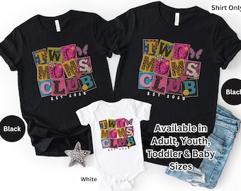 Two Moms Club Matching Family Shirts, Custom Lesbian Moms Pregnancy Announcement Tee, LGBTQ Family Gifts, New Baby Reveal T-Shirts