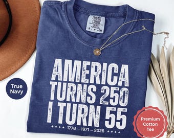 Vintage 55th Birthday Shirt 1971, America Turns 250 Tee, 55th Birthday Gift Idea, Patriotic Birthday Shirt 2026, 1971 Birthday T-Shirt