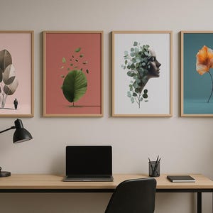 Conjunto de impressões de arte botânica – pôsteres de plantas A3 | Download digital de arte de parede da natureza | Decoração para sala de estar, quarto e escritório | Impressões de arte moderna