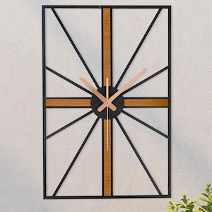 Large Mid century modern decor wall clock, Large wall art clock unique, Clocks for wall, Retro wood wall clock, Decorative clock, Farmhouse