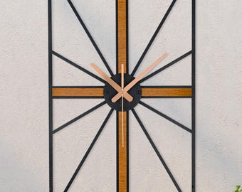 Mid-Century Modern Wood Wall Clock: Silent 3D Shadow Effect, Decorative, Unique, Retro Style