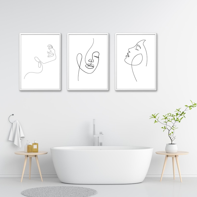 Face Line Art Print Set of 3 – Minimalist One Line Woman Drawing ...