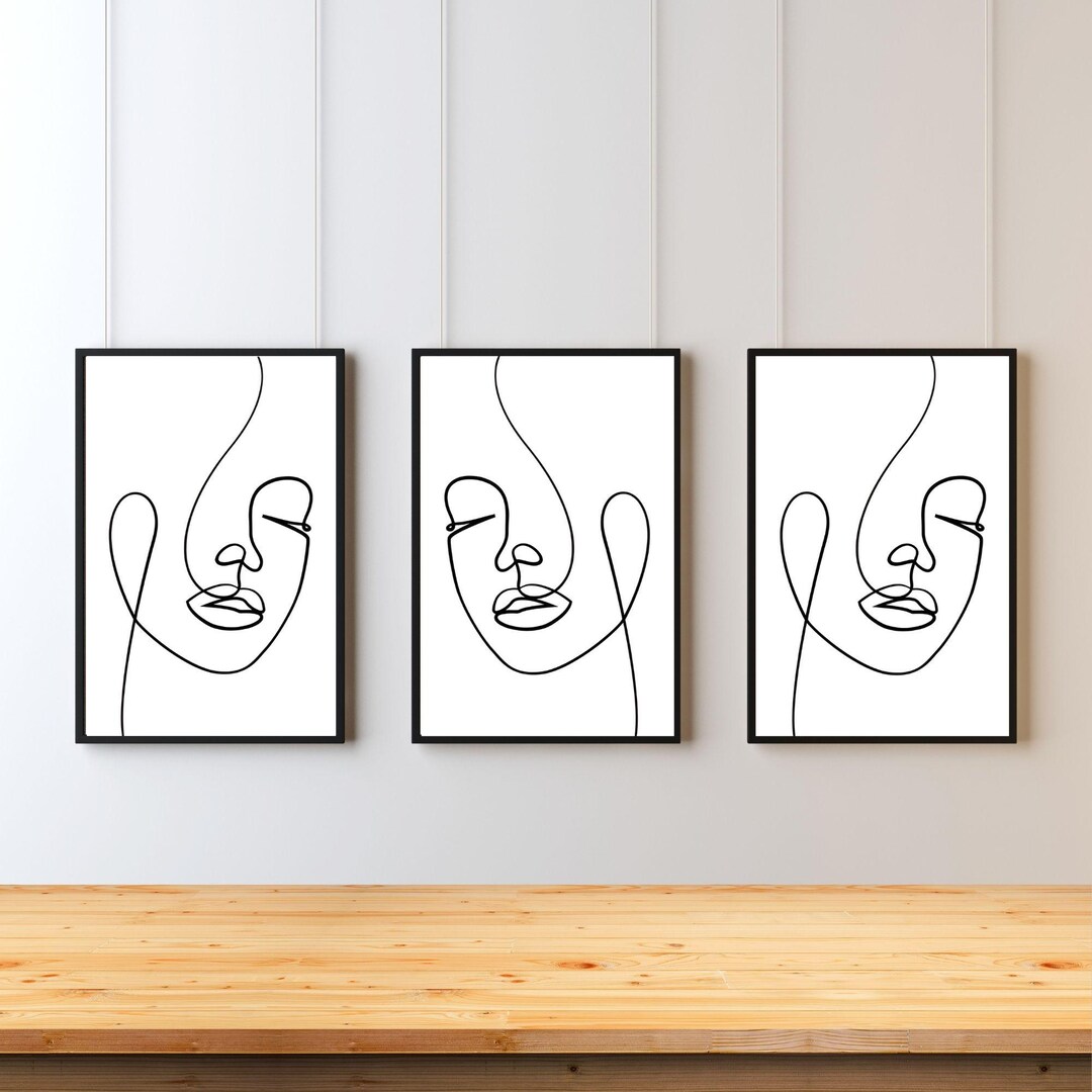 Minimalist Woman Face Line Art, Abstract Female Face Wall Art, Modern ...