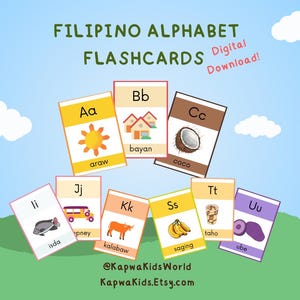 Filipino Alphabet Flashcards Printable Tagalog ABC Digital Download for Kids Bilingual Preschool Learning Filipino American Homeschool A4