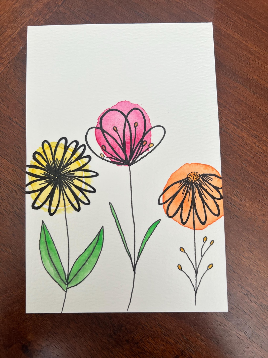 Hand Painted Watercolor Flower Greeting Card - Etsy