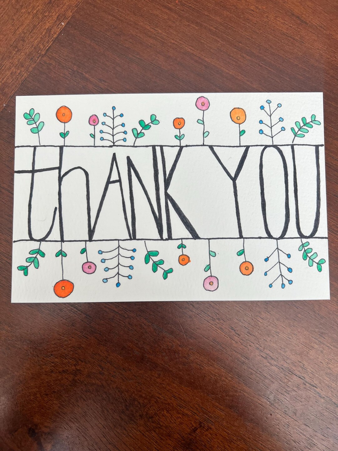 Hand Painted Watercolor Thank You Greeting Card - Etsy