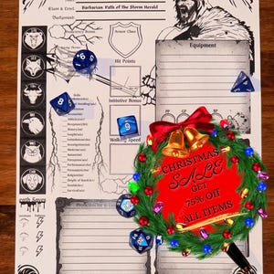 Karakterblad Barbarian Storm Herald: D&D 5E afdrukbaar (pdf)