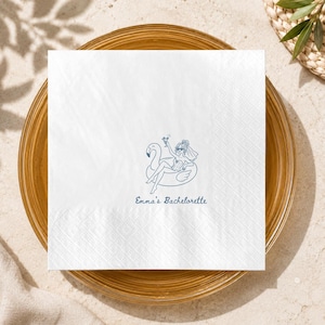 Bride Flamingo Float Paper Napkins, Personalized Bachelorette Napkins, Bridal Party Napkins, Custom Cocktail Napkins, Bride Tribe