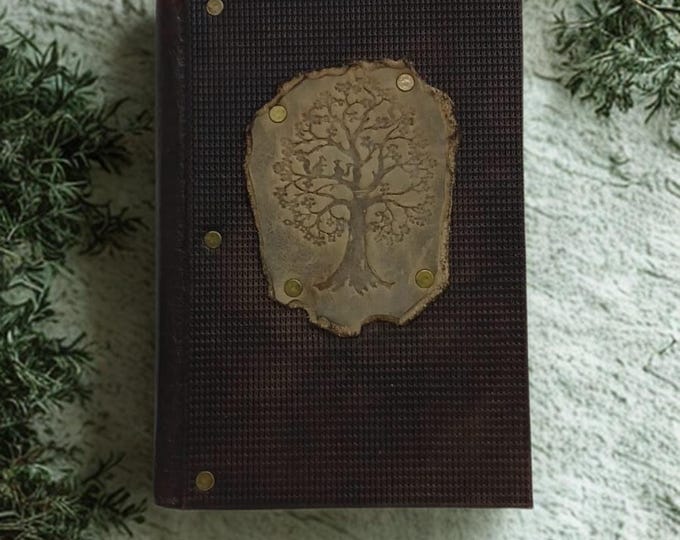Tree of Life Leather Journal – Handmade Dark Brown Notebook – Symbolic Refillable Diary Gift