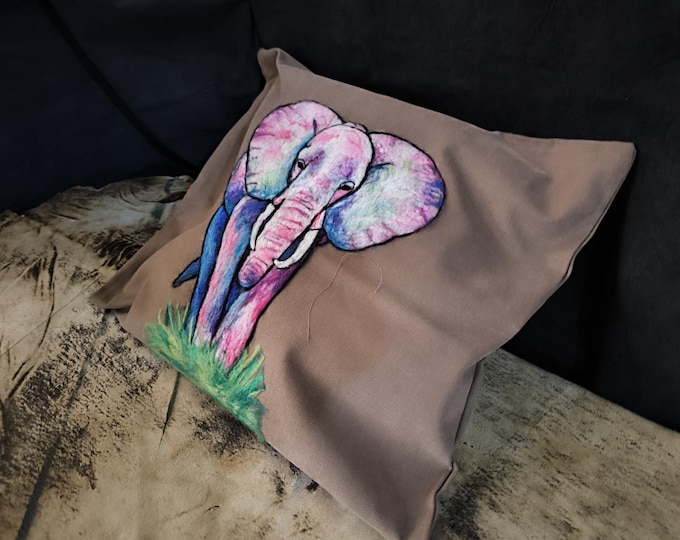 Handmade Felt Elephant Pillow Cover